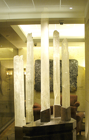 Selenite on display table.