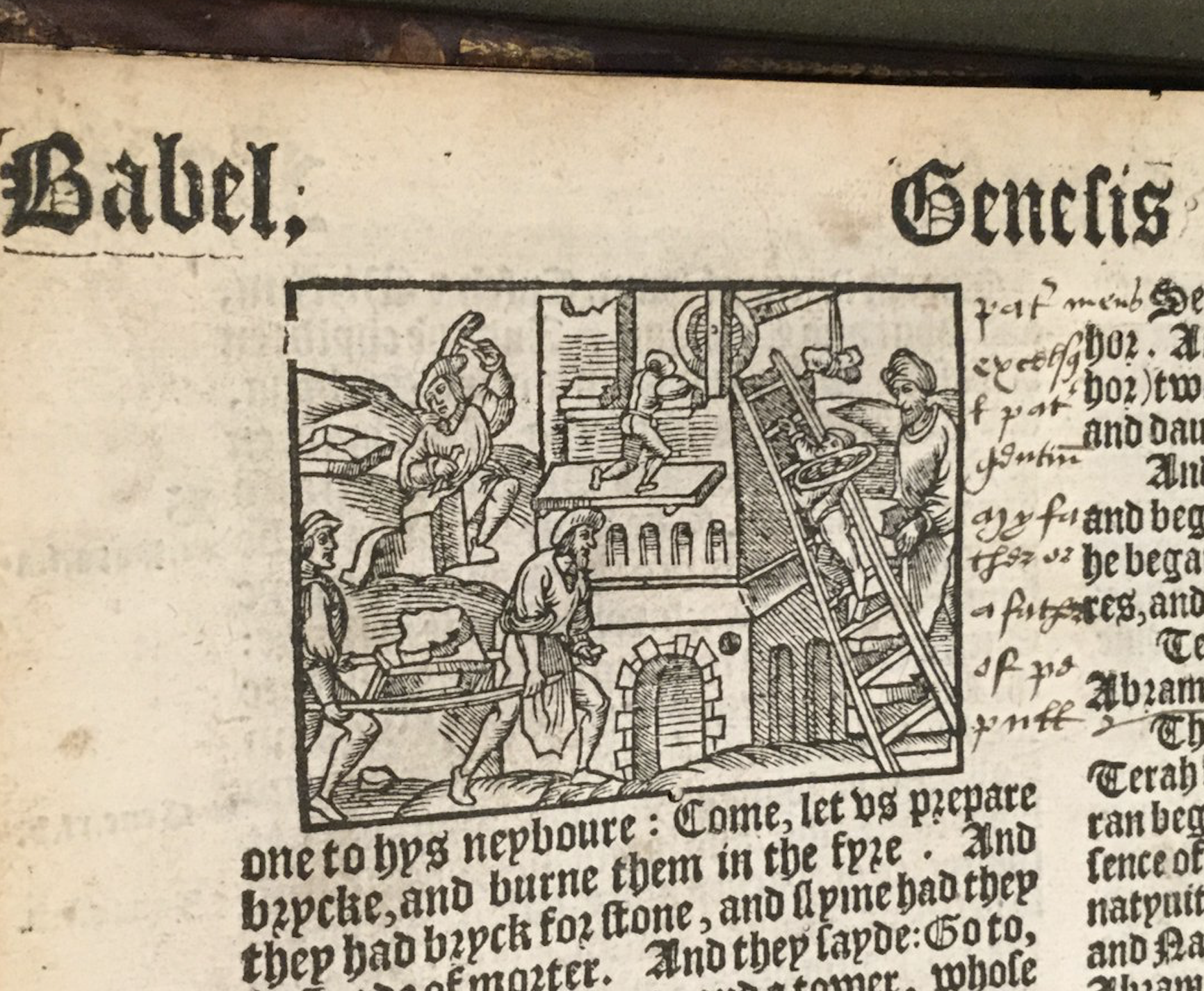 Page from 1541 English Bible, with handwritten annotations.
