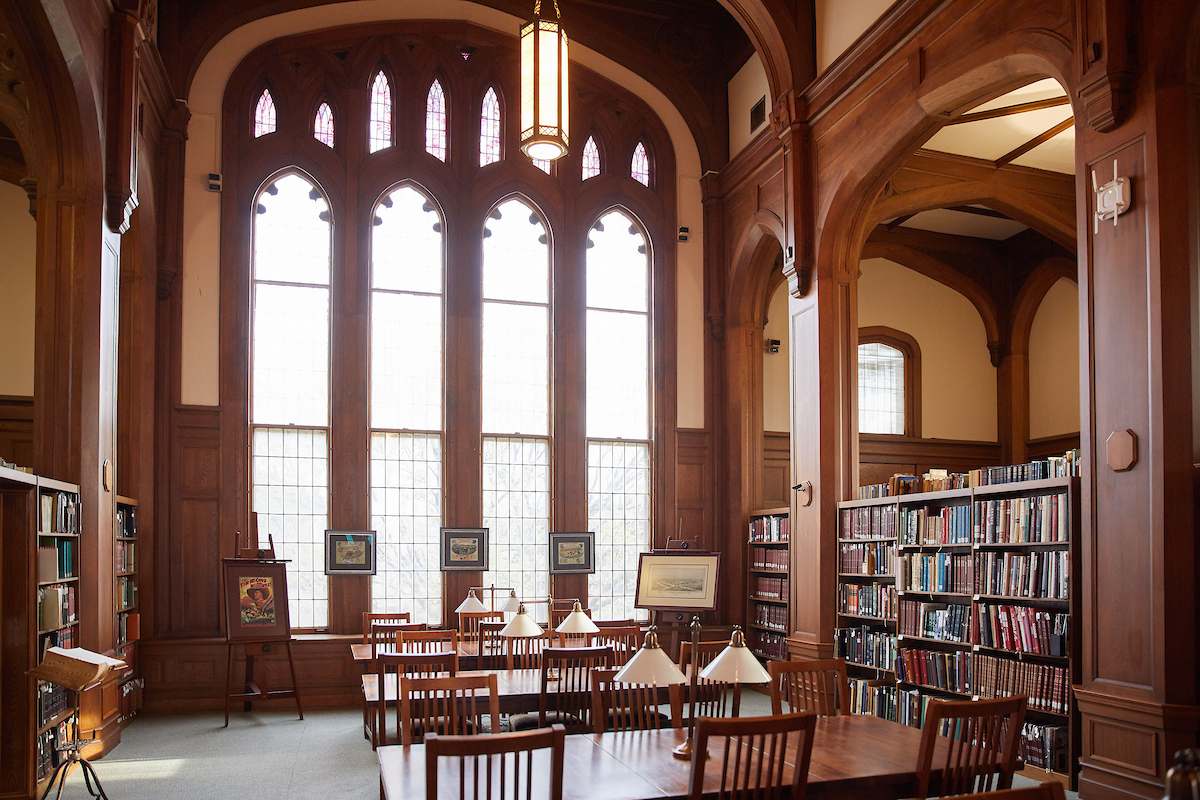 A picture of the reading room in Monnet Hall's Western History Collections