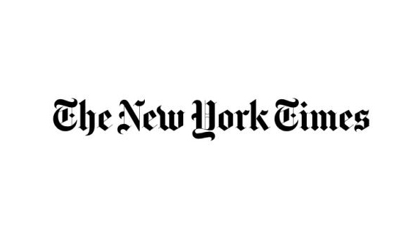 The image shows the logo of The New York Times in black gothic font on a white background.